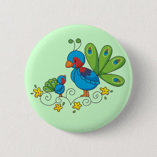 Badge Rond 5 Cm Paon de maman et de bébé