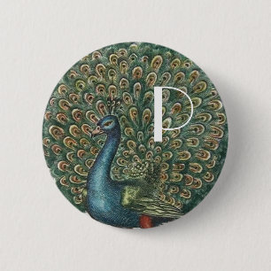 Badge Rond 5 Cm Paon vintage