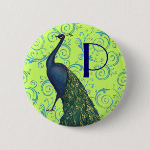 Badge Rond 5 Cm Paon vintage