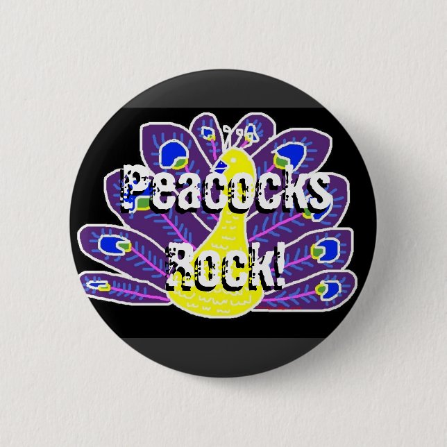 Badge Rond 5 Cm Paon Violet (Devant)