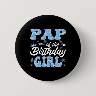 Badge Rond 5 Cm Pap De La Fille D'anniversaire Flocons Hiver Noël