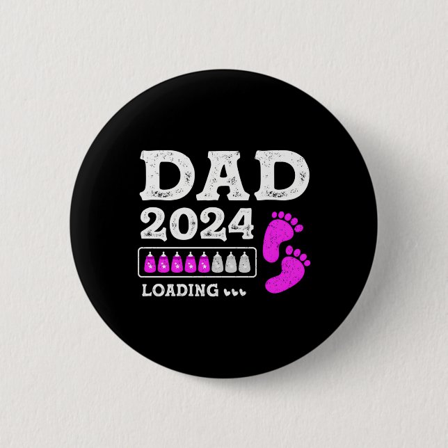 Badge Rond 5 Cm Papa 2024 Chargement Futur Père Papa attend (Devant)
