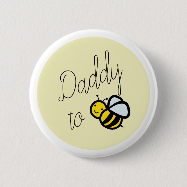 Badge Rond 5 Cm Papa à Bee Papa Baby shower Bouton jaune (Devant)