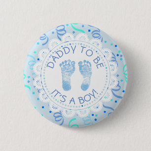 Badge Rond 5 Cm Papa à être bouton bleu de baby shower de