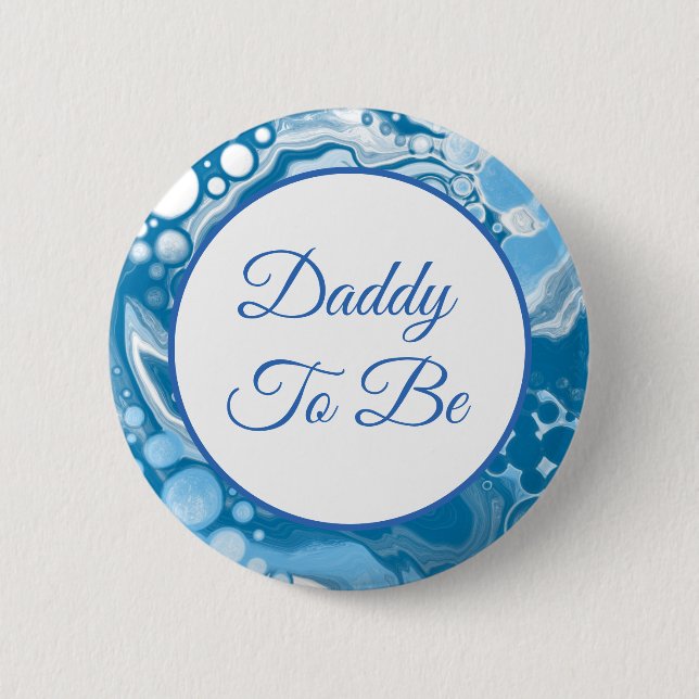 Badge Rond 5 Cm Papa | Baby shower du garçon (Devant)
