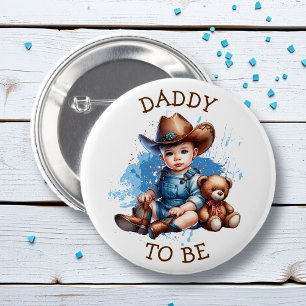 Badge Rond 5 Cm Papa   Baby shower Western Baby Cowboy