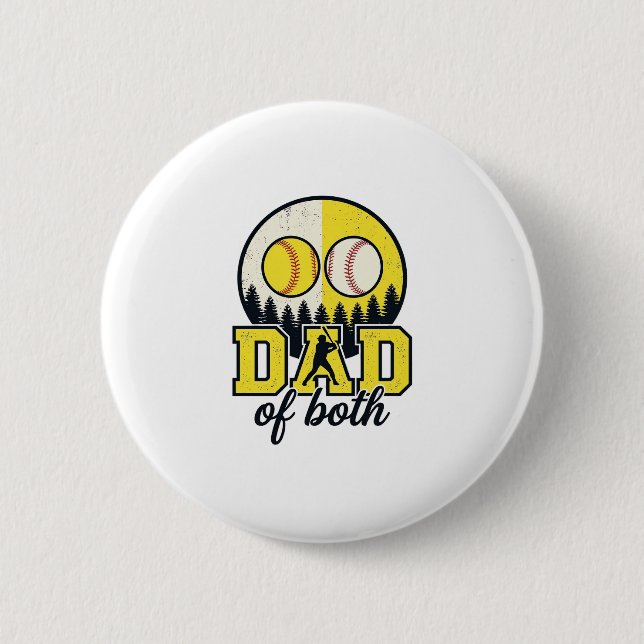 Badge Rond 5 Cm Papa Baseball Softball des Deux Conception Vectori (Devant)