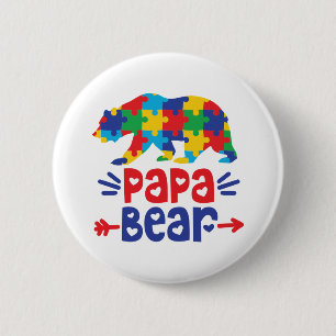 Badge Rond 5 Cm Papa Bear Papa autiste