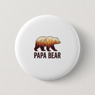 Badge Rond 5 Cm Papa Bear silhouette ours vintage forêt T-Shirt_1