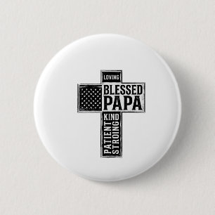 Badge Rond 5 Cm Papa béni Croix Christian Vintage Typographie De