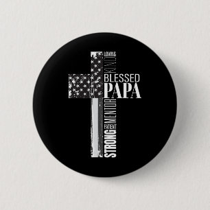 Badge Rond 5 Cm Papa béni Drapeau américain Chrétien Religieux Gro