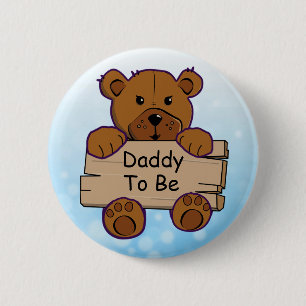 Badge Rond 5 Cm Papa bleu à être baby shower d'ours de nounours