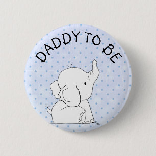 Badge Rond 5 Cm Papa bleu de Pin de baby shower d'éléphant à ê