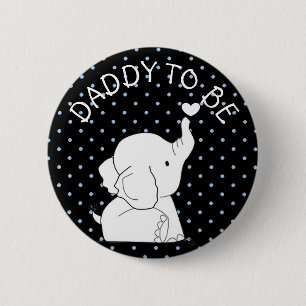 Badge Rond 5 Cm Papa bleu noir de Pin de baby shower d'éléphant à