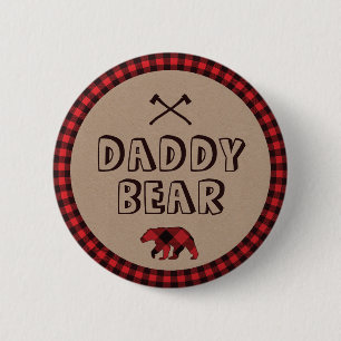 Badge Rond 5 Cm Papa bûcheron à venir carreau de buffle rustique