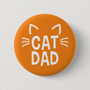 Badge Rond 5 Cm Papa Chat avec les oreilles et les Whisers
