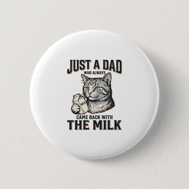Badge Rond 5 Cm Papa Chat Drôle Est Revenu Avec Le Lait Vintage Sh (Devant)