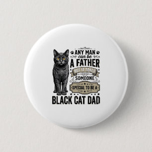 Badge Rond 5 Cm Papa Chat Noir Design de T-Shirt avec Gravure Vint
