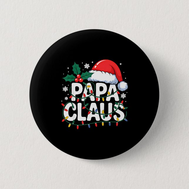 Badge Rond 5 Cm Papa Claus Christmas Lights Santa Family Matching  (Devant)