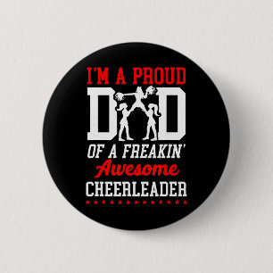 Badge Rond 5 Cm Papa de pom-pom girls Papa fier Je suis un papa fi