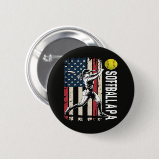Badge Rond 5 Cm Papa de softball Drapeau américain américain États