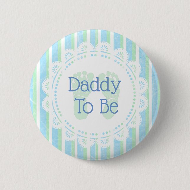 Badge Rond 5 Cm Papa doit être bleu vert Baby shower bouton (Devant)