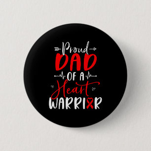 Badge Rond 5 Cm Papa d'un guerrier du cœur père maladie cardiaque