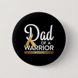 Badge Rond 5 Cm Papa d'un guerrier Ruban d'or contre le cancer inf