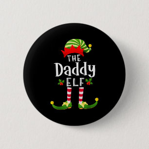 Badge Rond 5 Cm Papa Elfe de Noël Pyjama assorti X-mas Party 