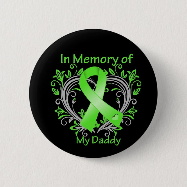 Badge Rond 5 Cm Papa - En mémoire Lymphoma Heart (Devant)