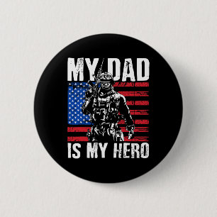 Badge Rond 5 Cm Papa est mon héros Papa de l'armée Fête des pères