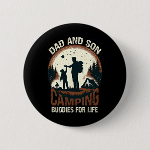 Badge Rond 5 Cm Papa et fils compagnons de camping pour la vie - C