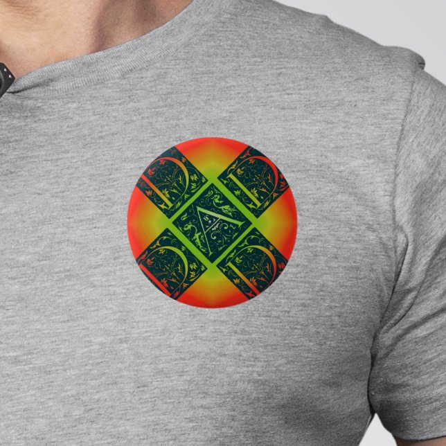 Badge Rond 5 Cm Papa Fancy Texte orange et jaune (Dad Fancy Text Orange and Yellow Button)