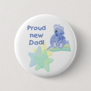 Badge Rond 5 Cm Papa fier d'ours bleu nouveau