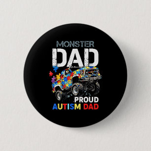 Badge Rond 5 Cm Papa fier monstre autiste camion puzzle sensibilis