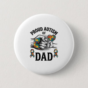 Badge Rond 5 Cm Papa fièrement autiste Vintage Gravure Chemise de