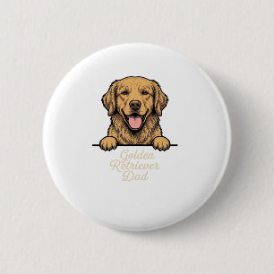 Badge Rond 5 Cm Papa Golden Retriever Gravure Vintage