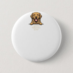 Badge Rond 5 Cm Papa Golden Retriever Gravure Vintage