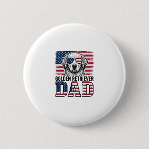 Badge Rond 5 Cm Papa Golden Retriever Patriotique Vintage T-shirt