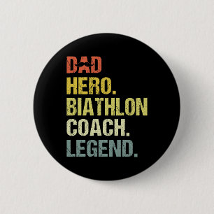 Badge Rond 5 Cm Papa Hero Biathlon Entraîneur Funny Biathlon Entra