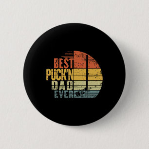 Badge Rond 5 Cm Papa hockey rétro drôle - Meilleur papa de puck'n