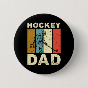 Badge Rond 5 Cm Papa Hockey Rétro Vintage Fête des Pères 