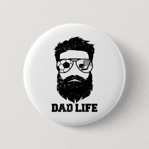Badge Rond 5 Cm Papa Hockey Soccer Cheveux Décoiffés Barbe Papa Ho