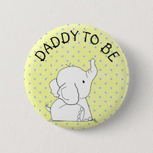 Badge Rond 5 Cm Papa jaune et bleu de Pin de baby shower