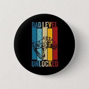 Badge Rond 5 Cm Papa joueur drôle niveau débloqué Nouveau papa Fêt