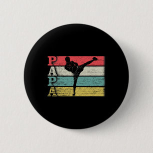 Badge Rond 5 Cm Papa Kickboxing Rétro Vintage Silhouette F