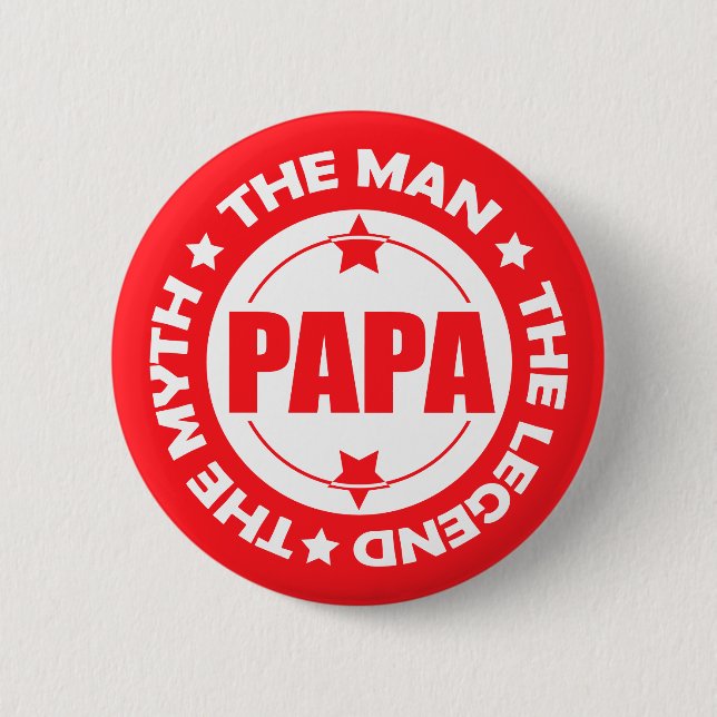 Badge Rond 5 Cm Papa. L'Homme. Le Mythe. La Légende. (Devant)