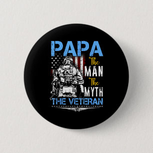 Badge Rond 5 Cm Papa l'homme mythe vétéran militaire - fête des pè