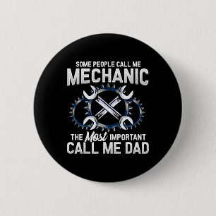 Badge Rond 5 Cm Papa mécanicien mécanique Fête des pères Anniversa
