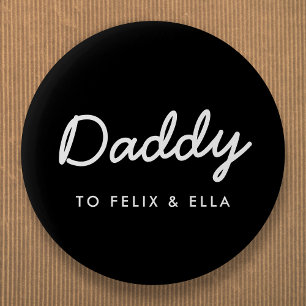 Badge Rond 5 Cm Papa   Modern Kids Names Fête des pères Noir